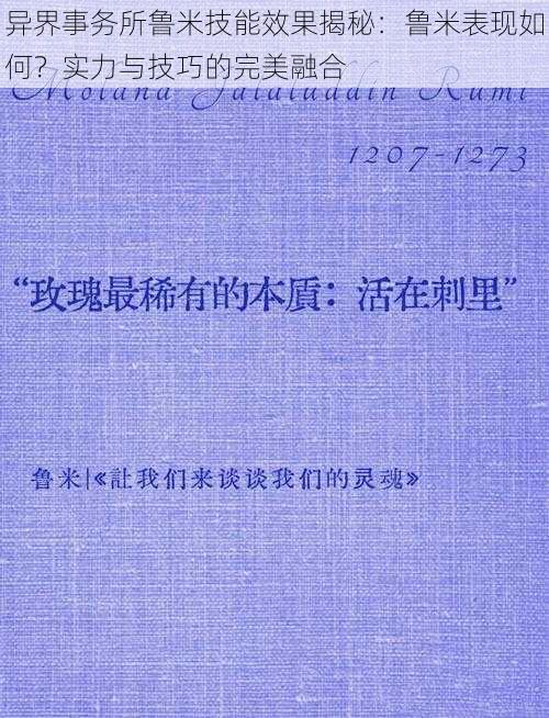 异界事务所鲁米技能效果揭秘:鲁米表现如何?实力与技巧的完美融合
