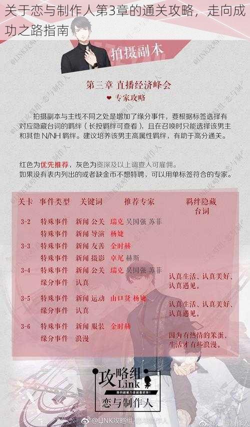 关于恋与制作人第3章的通关攻略,走向成功之路指南