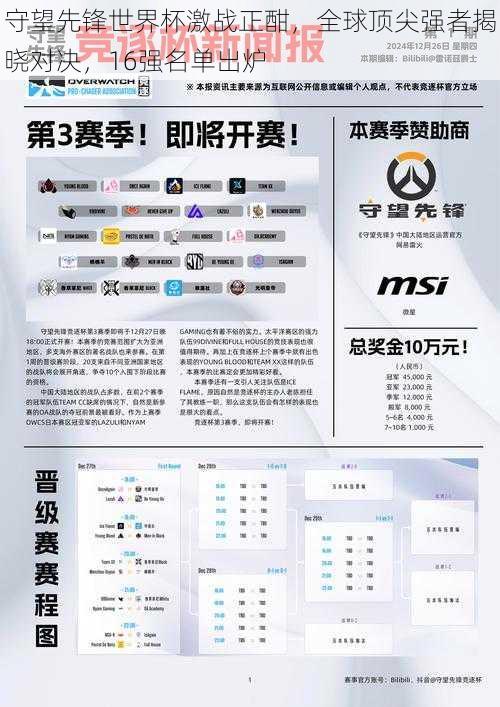 守望先锋世界杯激战正酣,全球顶尖强者揭晓对决,16强名单出炉