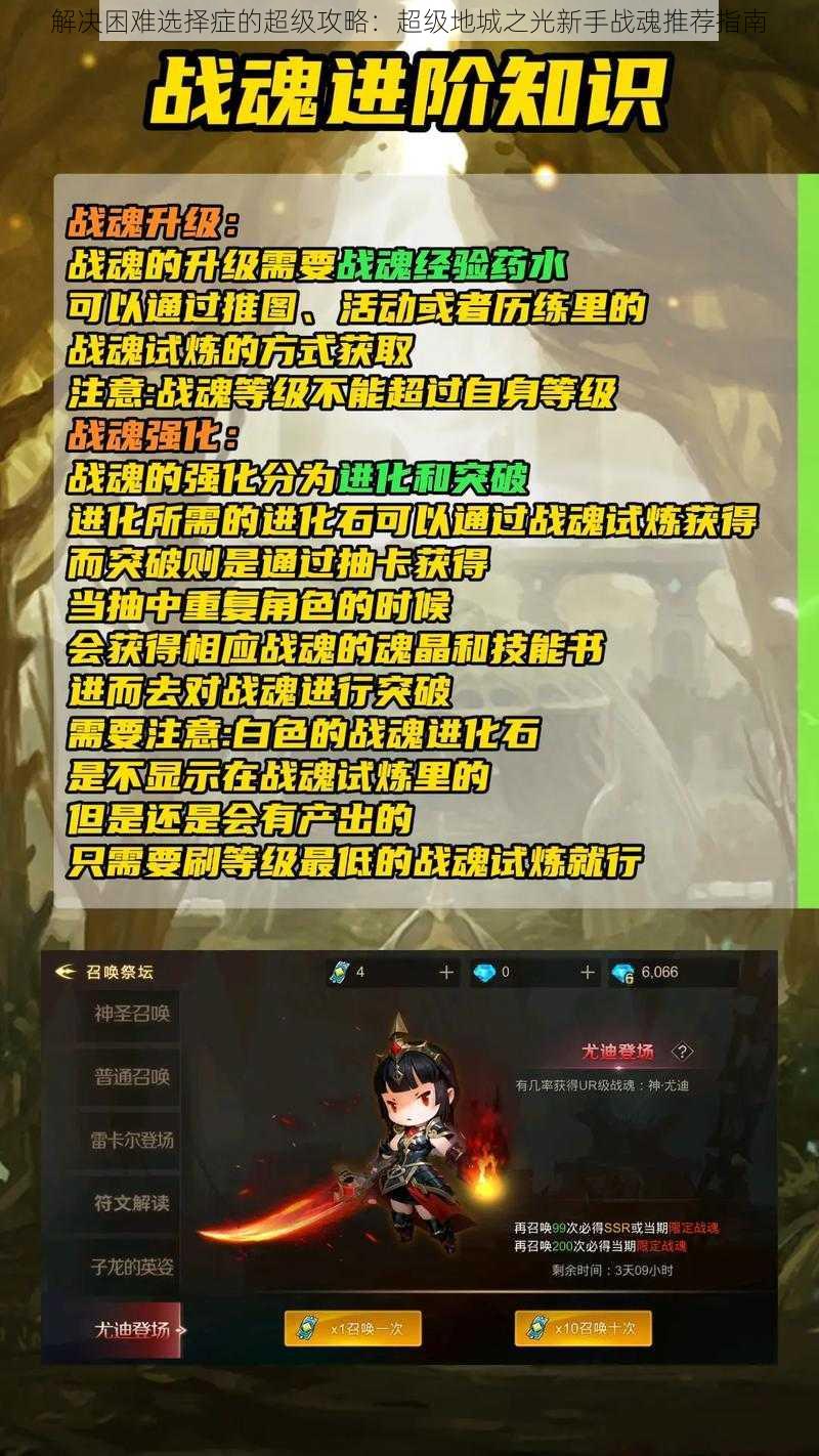 解决困难选择症的超级攻略:超级地城之光新手战魂推荐指南