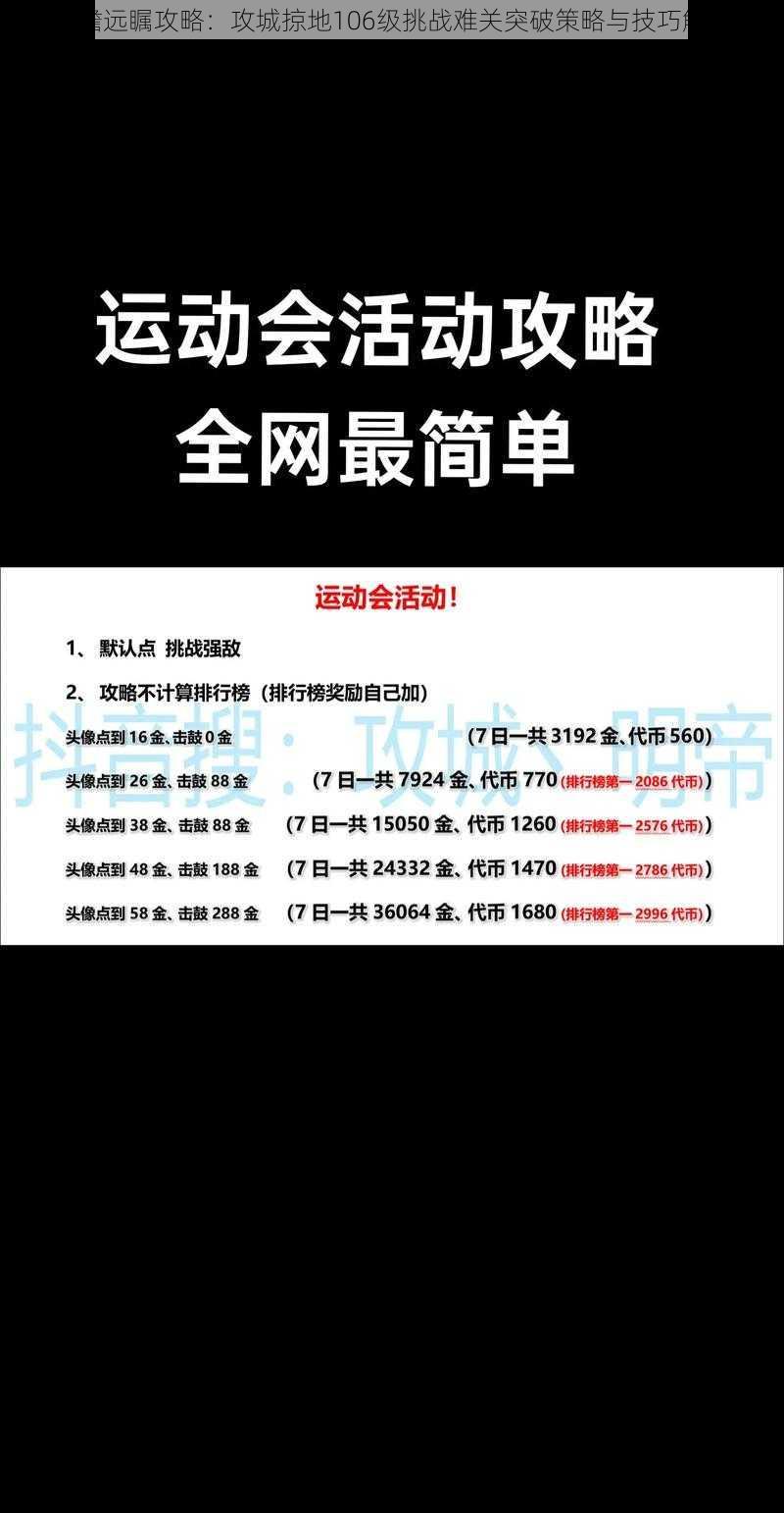 高瞻远瞩攻略:攻城掠地106级挑战难关突破策略与技巧解析
