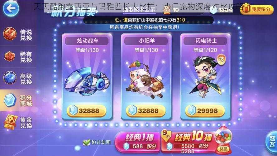 天天酷跑露西亚与玛雅酋长大比拼:热门宠物深度对比攻略